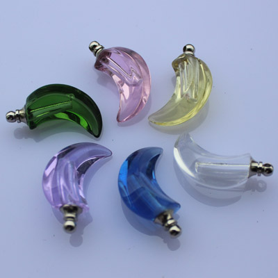 Crystal Plain Perfume Vials Moon(16x19MM,assorted colors)