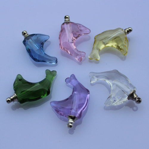 Crystal Plain Perfume Vials Dolphin(16x19MM,assorted colors)