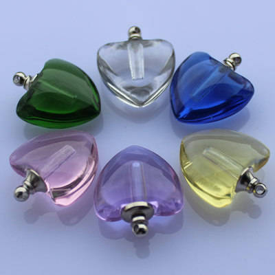 Crystal Plain Perfume Vials Round Heart(16x19MM,assorted colors)
