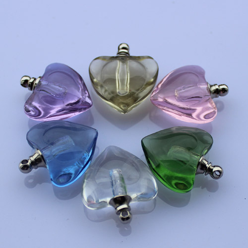 Crystal Plain Perfume Vials Heart to Heart(16x19MM,assorted colors)