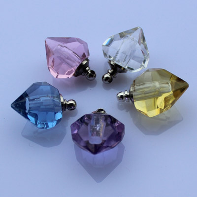 Crystal Plain Perfume Vials Diamond Heart (16x19MM,assorted colors)