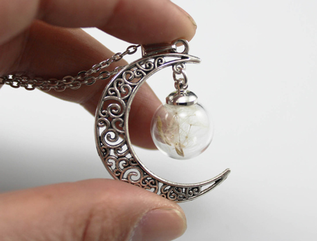 16MM Moon Dandelion Seed Necklace