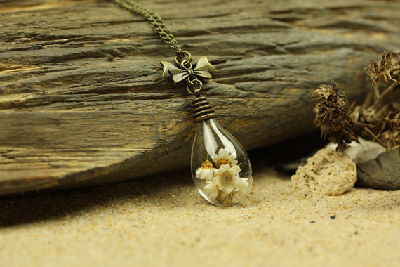 31x18MM Tear Drop Glass Globe Necklace