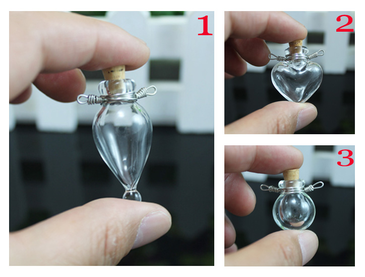 Wire Wrapped Clear Perfume Bottle Pendants