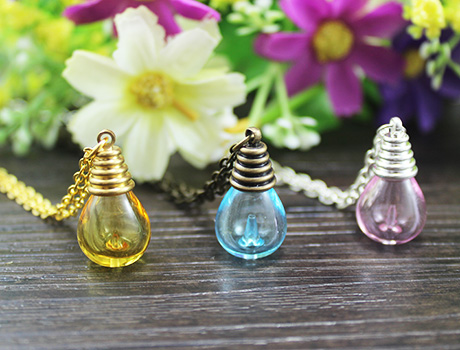 Perfume Bottle Necklace With Preglued Metal Caps