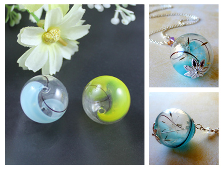 20MM Glass Globe necklace Pendant With Opening hole on both ends(2 Colors available)
