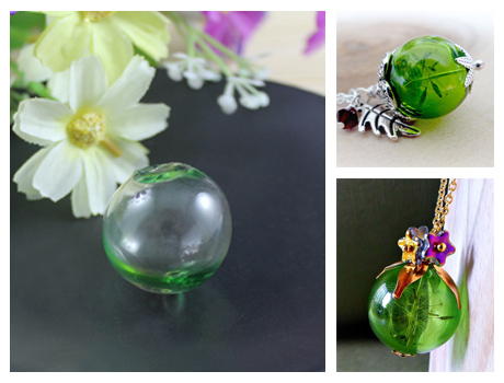 Green Glass Globe Pendant With Opening hole on both ends(2 Sizes available)