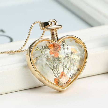 Real dry flower glass locket necklace(3 Designs available)