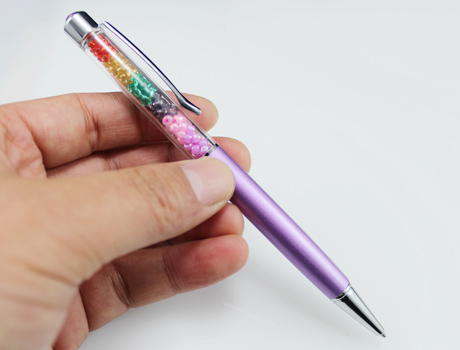 Crystal Gem Pen with Rainbow Beads inside