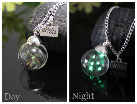 20/25MM Glass Ball Glowing dandelion Seeds necklace