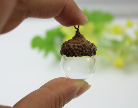 16/18/20/25MM Glass Ball With Natural Acorn Caps