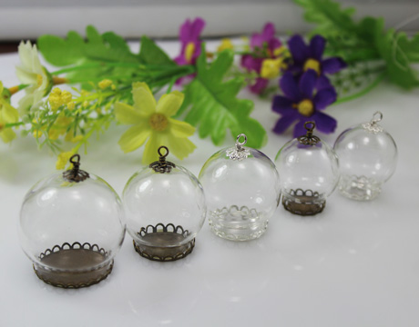 25/30/35MM Glass Ball with Lace pendant bases