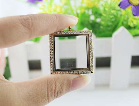 30X30MM Square Glass Locket Frame Pendants(2 colors available)