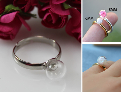 6/8MM Mini Glass Vial Ring(Adjustable)