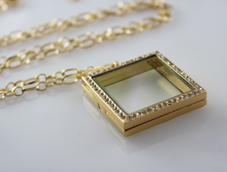 30X30MM Square Glass Locket Necklace(2 colors available)