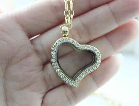 28X27MM metal glass box Lockets Necklace (4 colors available)