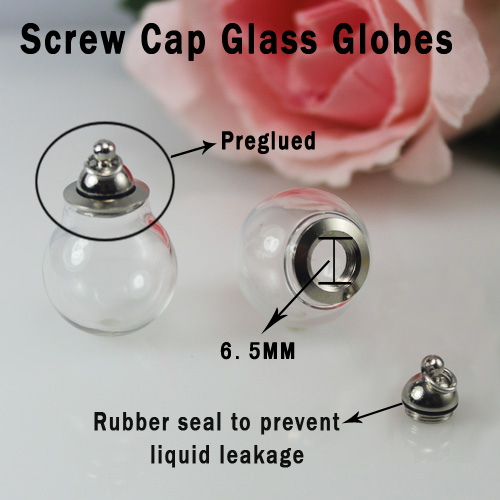 20x12MM/20MM Glass Ball With Metal Screw Cap and Rubber Seal