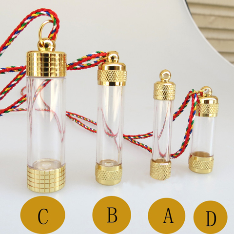 Gold Glass Bottles for necklace pendants (4 Size Aviailable)