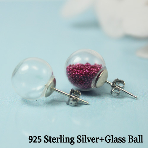 Glass Ball 925 Sterling Silver Earring (sold per pair)