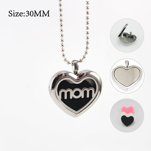 30x30MM Heart Mom Diffuser Locket Necklace