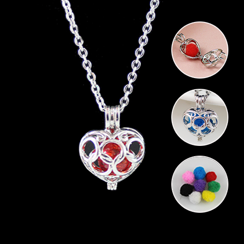 20x15MM Olymplics Ring Heart Diffuser Locket Necklace