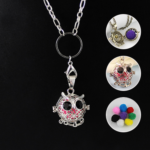 29x26MM Small Owl Diffuser Locket Necklace