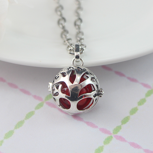 25x25MM Tree of Life Ball Diffuser Locket Necklace