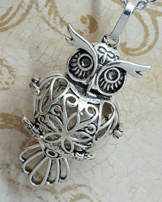 Owl Locket with Fillable Glass Orb  Keepsake Jewelry  Urn Jewelry Cremation Jewelry  Owl Necklace 