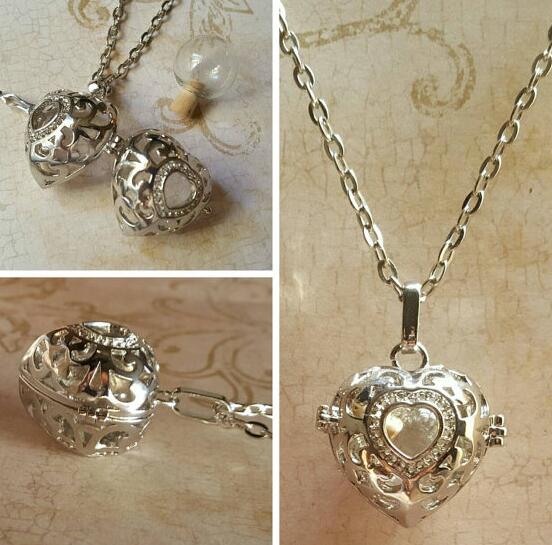 Antiqued Heart Locket with Fillable Glass Orb Keepsake Locket Heart Locket Urn Jewellery Heart Necklace