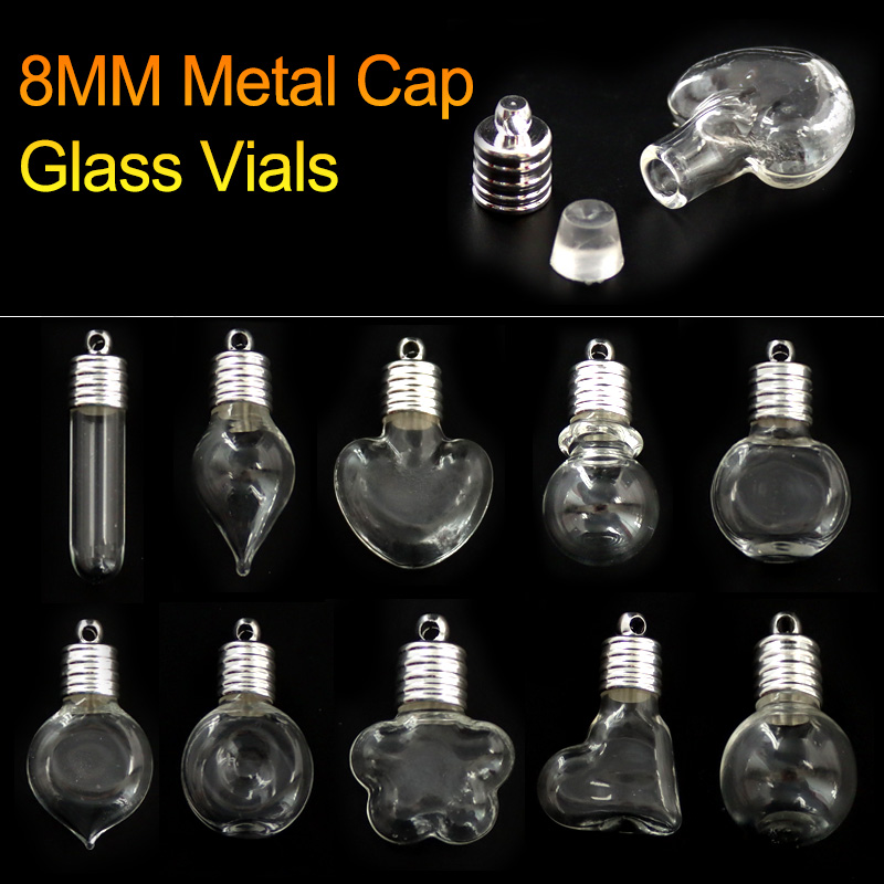 8MM Glass Vials (silver-plated metal caps)
