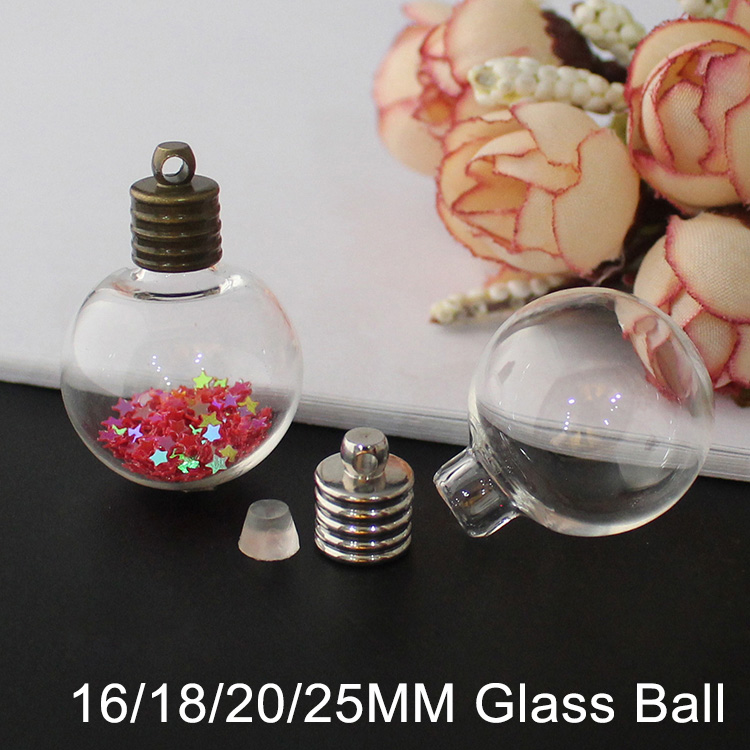 11/14/16/18/20/25MM Glass Ball With Silver/Bronze Caps