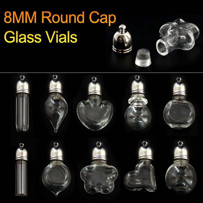 8MM Glass Vials(Nickel-plated metal round caps)