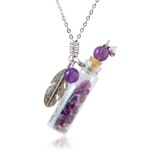 Crystal Stone Glass Bottle Necklace