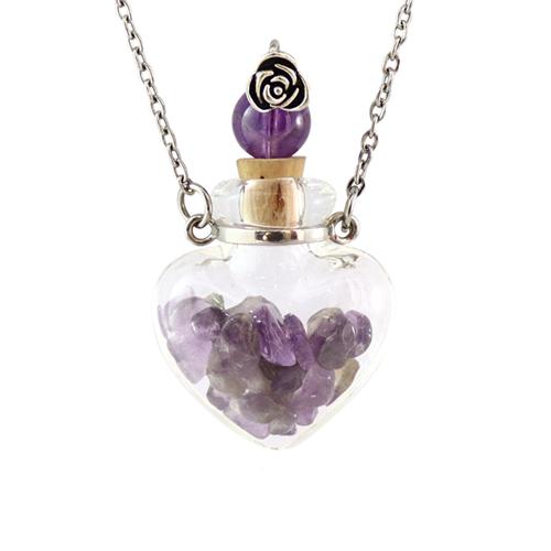 Glass Heart with Crystal Stone Necklace