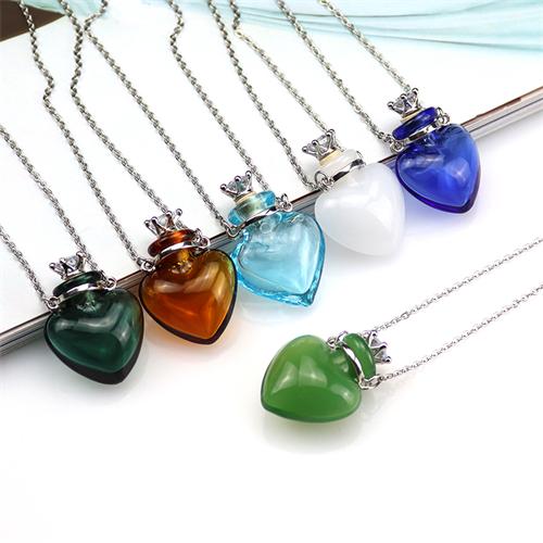 Colorful Heart Bottle Perfume Necklace 