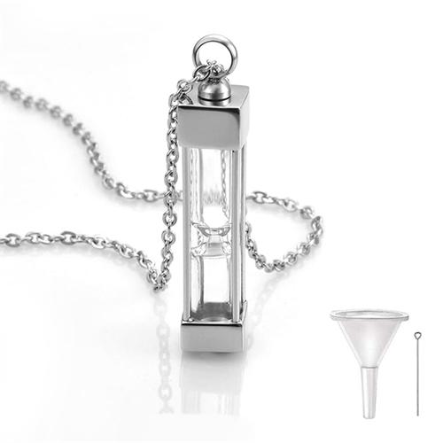 Stainless Steel Hourglass Glass Cremation Jewelry 