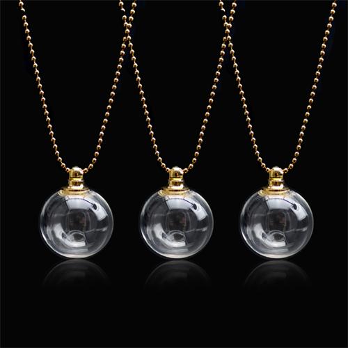 12/14/16/18MM Glass Ball with Stainless Steel Chain