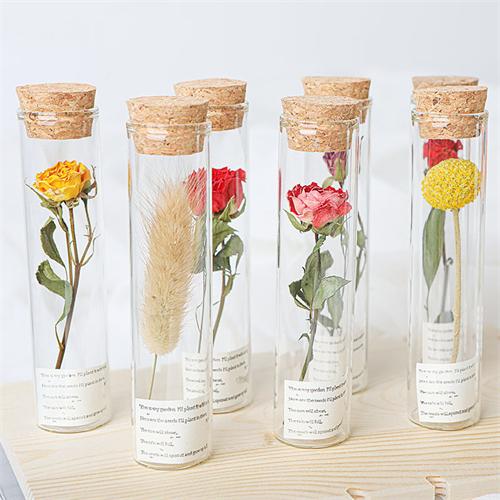 Handmade Preserved Real Flowers in Glass Bottle (Random-mixed Flower)
